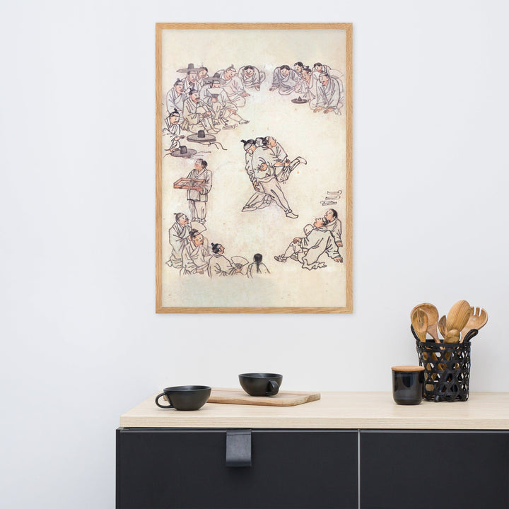 Ssireum-do, Kim Hong-do - Poster im Rahmen artlia