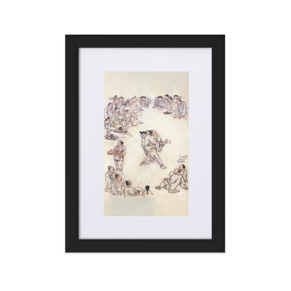 Ssireum-do, Kim Hong-do - Poster im Rahmen mit Passepartout Schwarz / 21×30 cm artlia