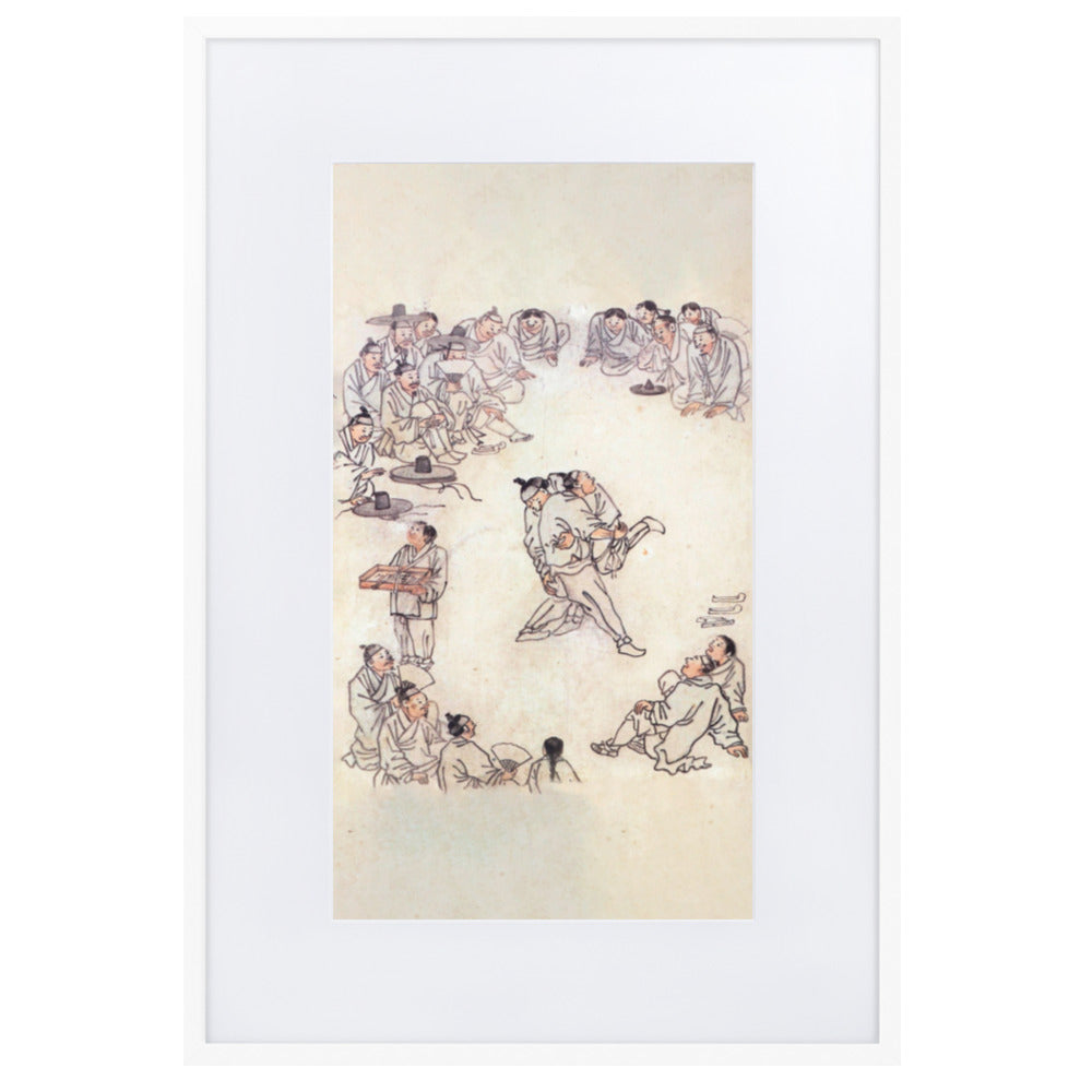 Ssireum-do, Kim Hong-do - Poster im Rahmen mit Passepartout Weiß / 61×91 cm artlia