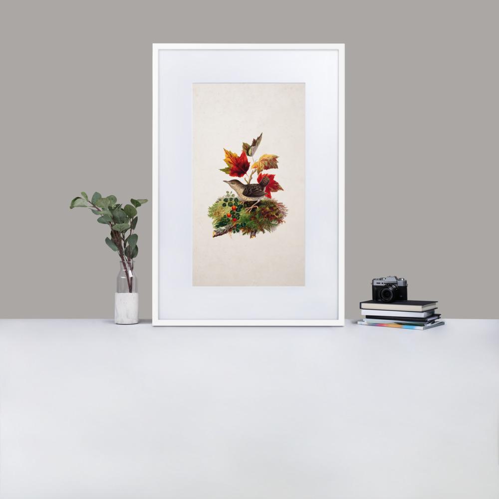 Zaunkönig - Poster im Rahmen mit Passepartout artlia