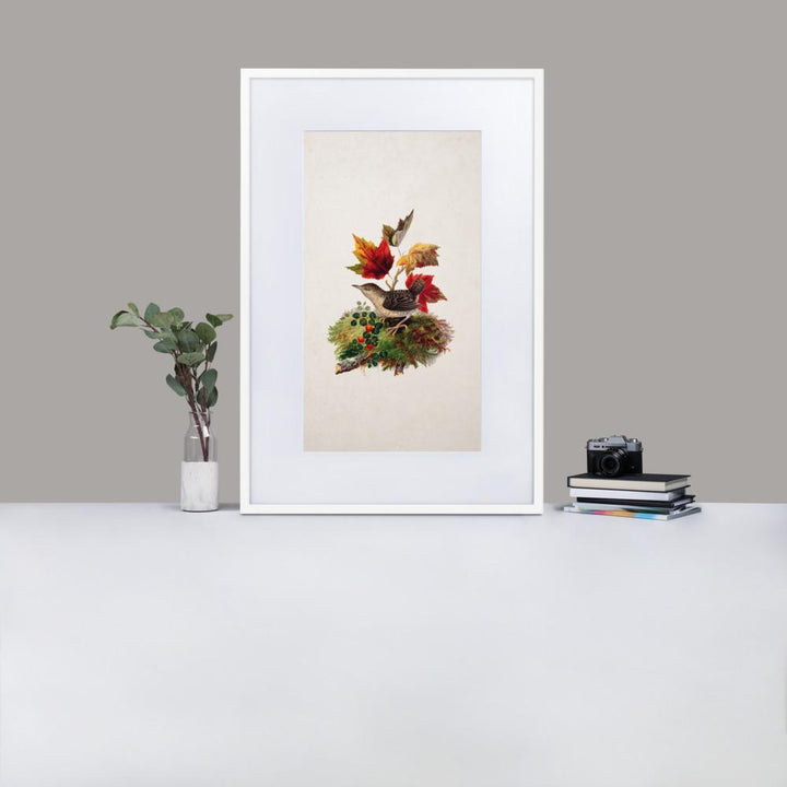 Zaunkönig - Poster im Rahmen mit Passepartout artlia