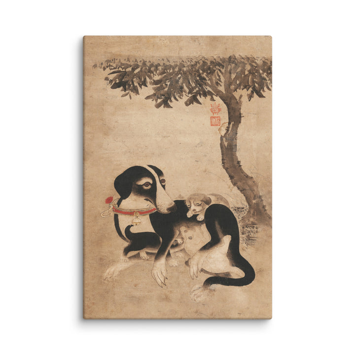 Hundemutter-mit-Welpen-canvas-_in_-24x36