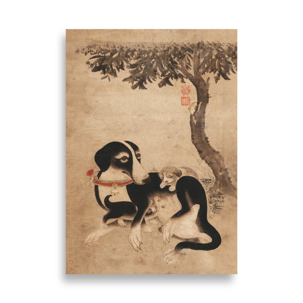 Hundemutter-mit-Welpen-enhanced-matte-paper-poster-70x100-cm