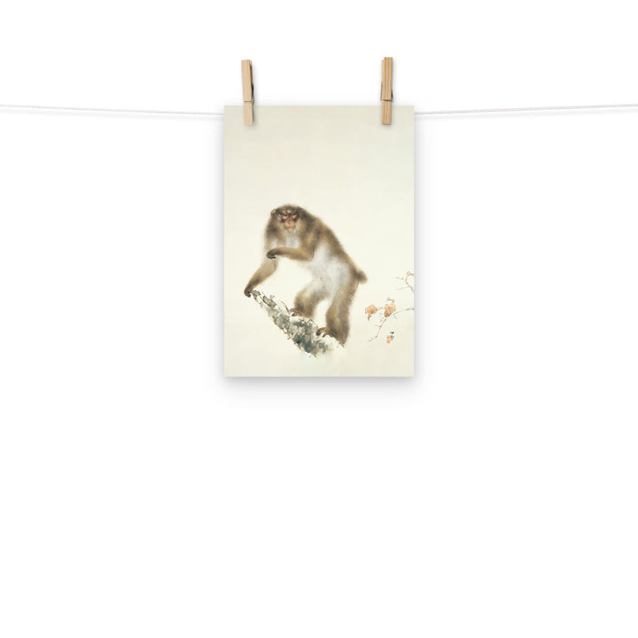 Kansetsu_Hashimoto-Old_Monkey_with_Cherry_in_Autumn_enhanced-matte-paper-poster-_cm_-21x30-cm-min