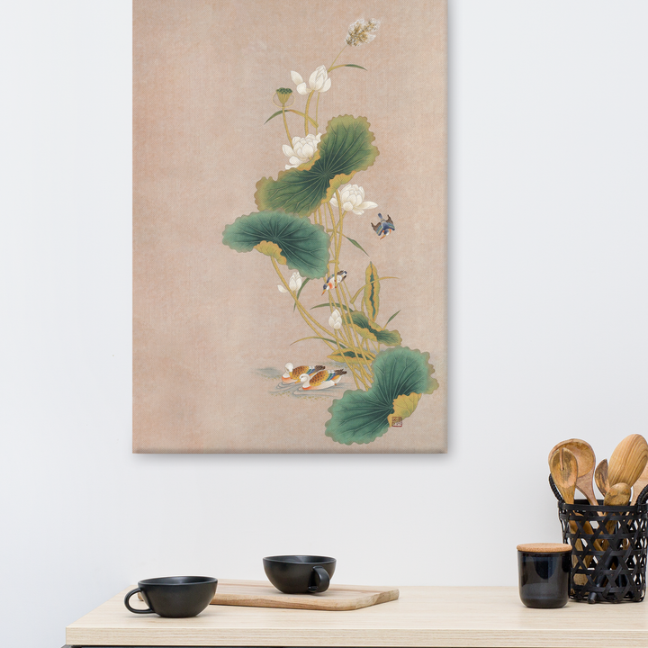 canvas-Lotosblueten-mit-Voegeln-Seungmin-yoon-artlia_3