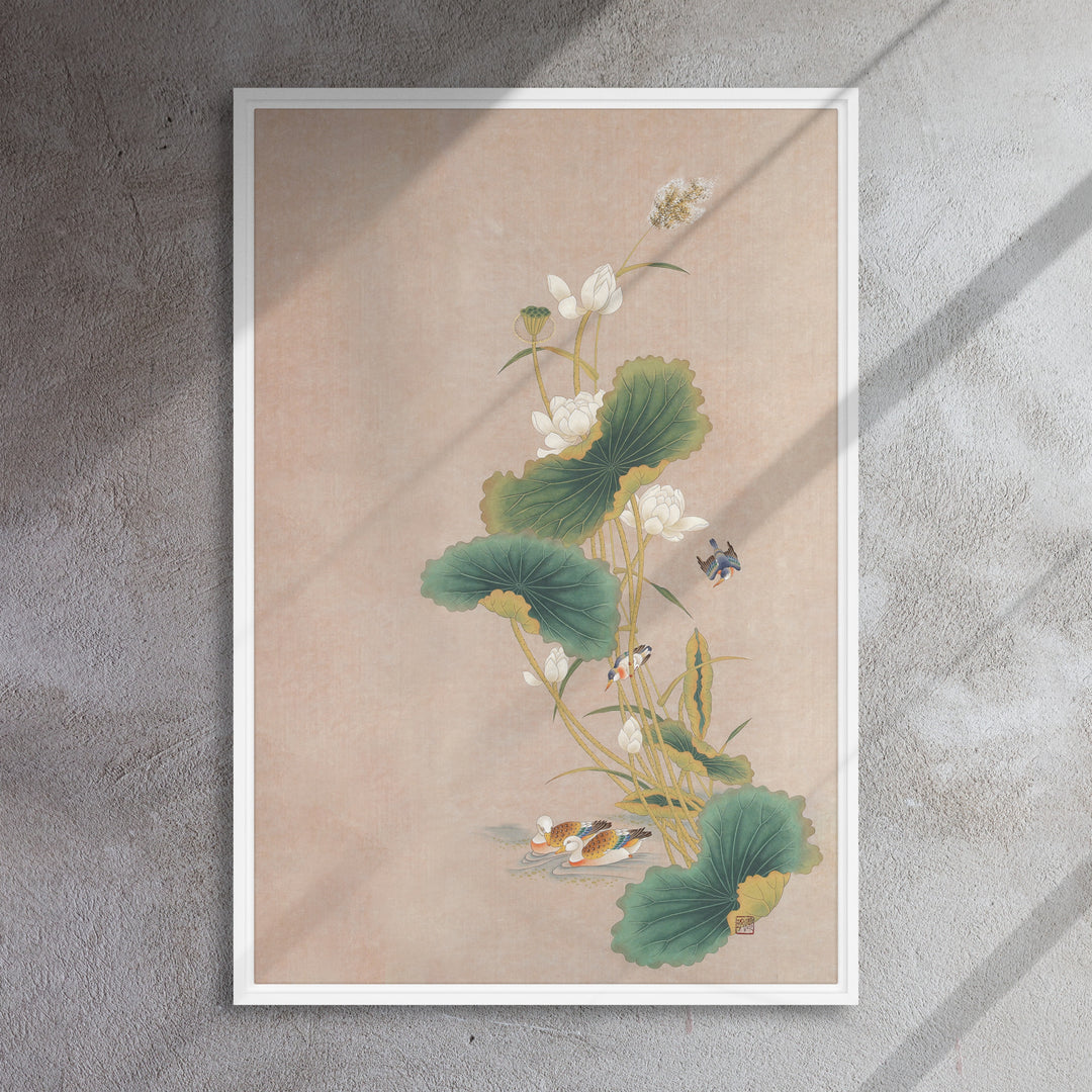 Toile - Seungmin Yoon, Fleurs de lotus avec oiseaux