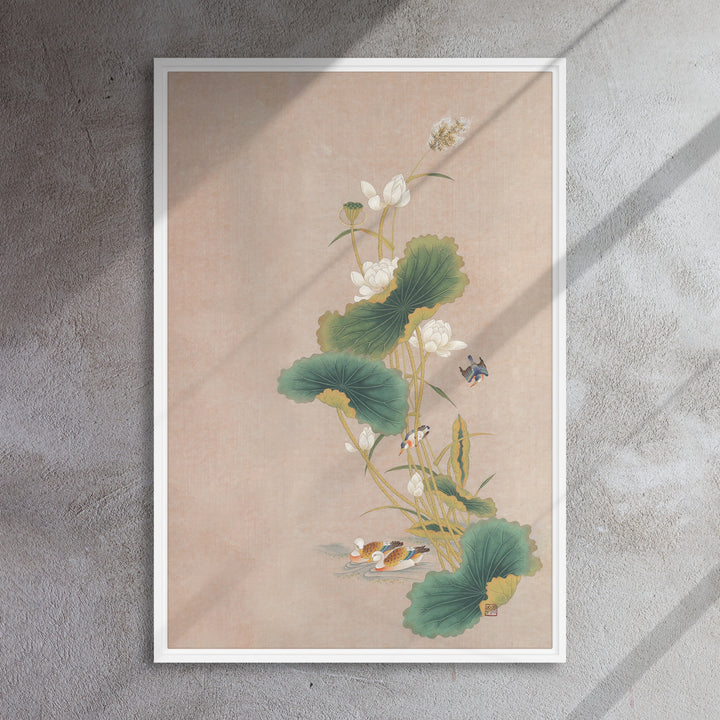 Toile - Seungmin Yoon, Fleurs de lotus avec oiseaux