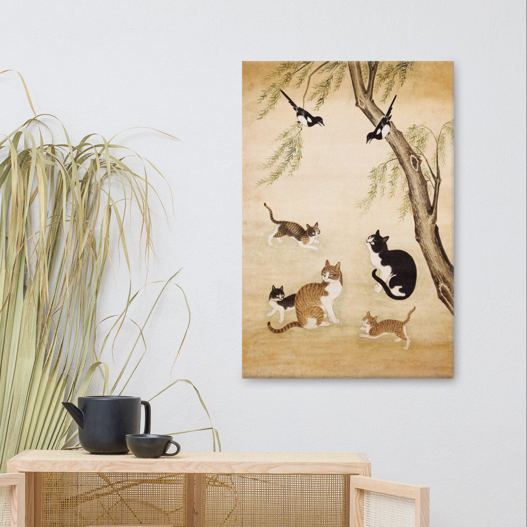 canvas-_in_-24x36-ji-un-jo-katzen-unter-der-weide-cats-under-the-willow