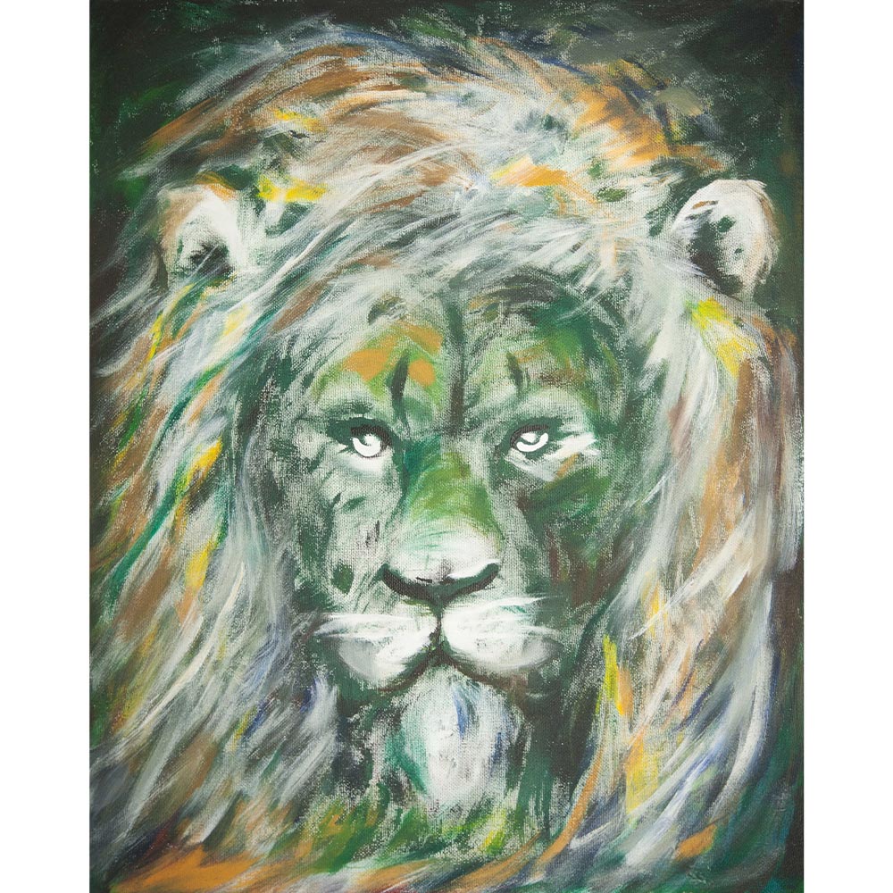 Peinture originale - Lion vert, Hyoun Wook Song