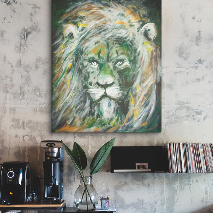 Peinture originale - Lion vert, Hyoun Wook Song