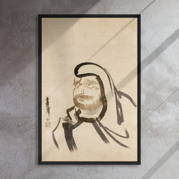 framed-canvas-_in_-black-24x36-bodhidharma-daruma-in-tuschmalerei-myeong-guk-kim
