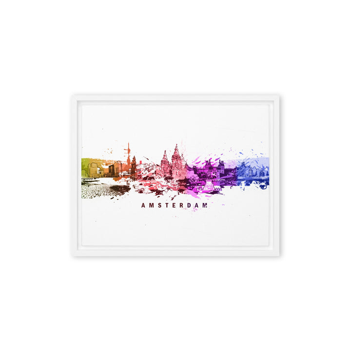 Gerahmte Leinwand - Skyline Amsterdam Marko Kurth Weiß / 31x41 cm (12″×16″) artlia