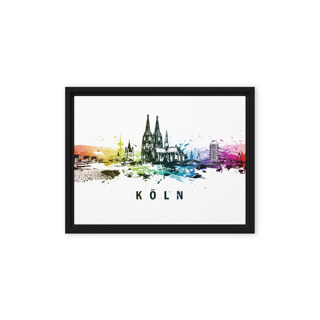 Gerahmte Leinwand - Skyline Köln Marko Kurth Schwarz / 31x41 cm (12″×16″) artlia