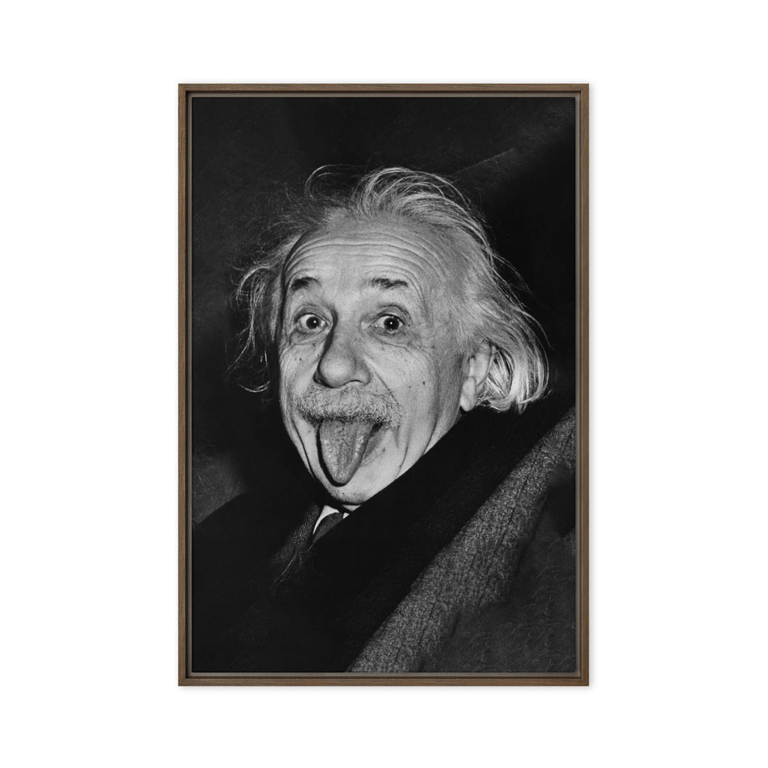 Leinwand - Albert Einstein Zunge Arthur Sasse Braun / 61x91 cm (24″×36″) artlia