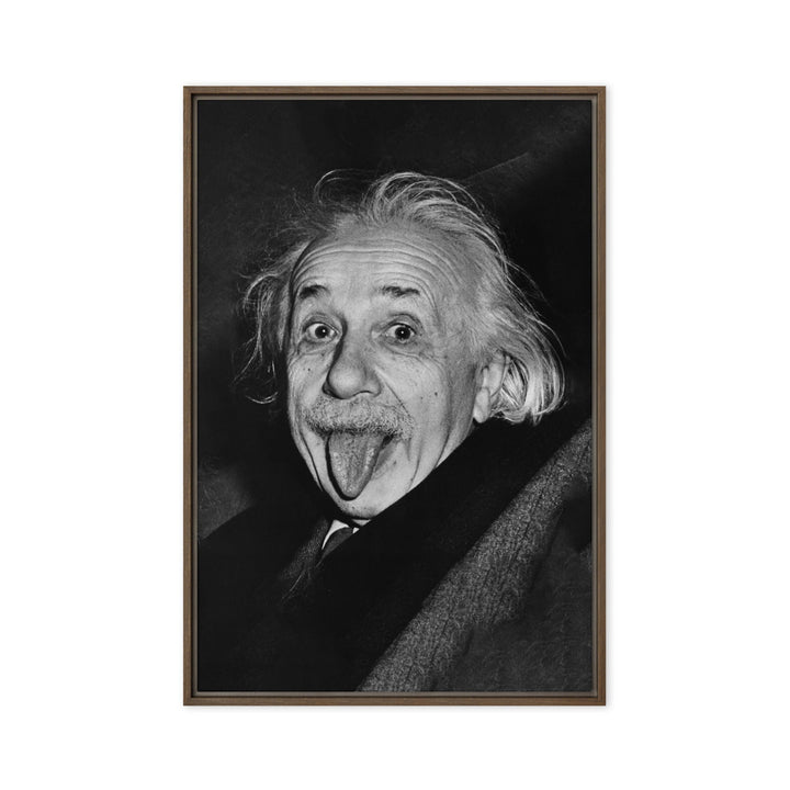 Leinwand - Albert Einstein Zunge Arthur Sasse Braun / 61x91 cm (24″×36″) artlia