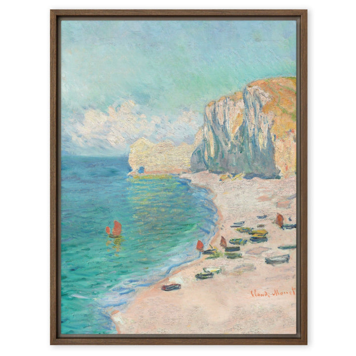Leinwand - Claude Monet, Étretat: The Beach and the Falaise d'Amont Braun / 46x61 cm (18″×24″) artlia