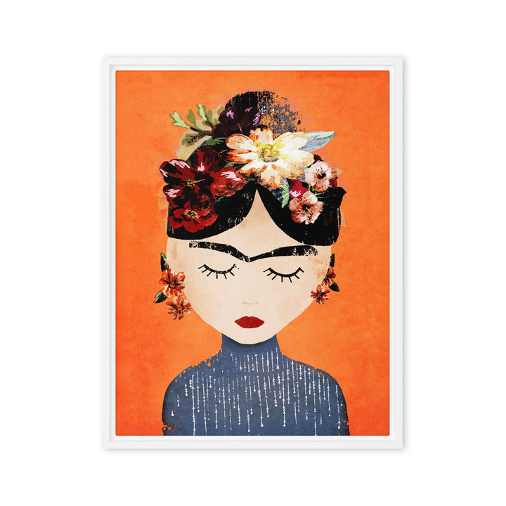 Leinwand - Frida Kahlo Orange Kuratoren von artlia Weiß / 46x61 cm (18″×24″) artlia