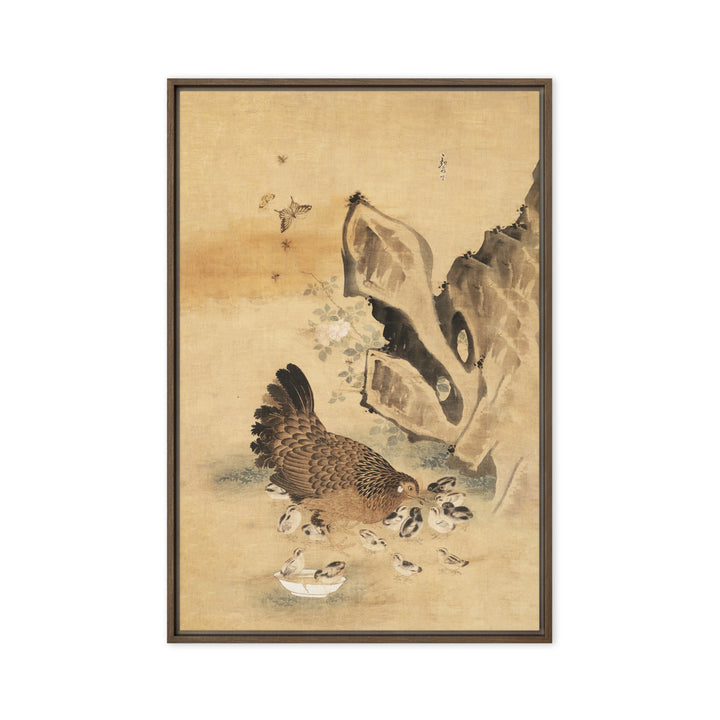 Leinwand - Henne und Küken, Byeon Sang-byeok Byeon Sang-byeok Braun / 51x76 cm (20″×30″) artlia