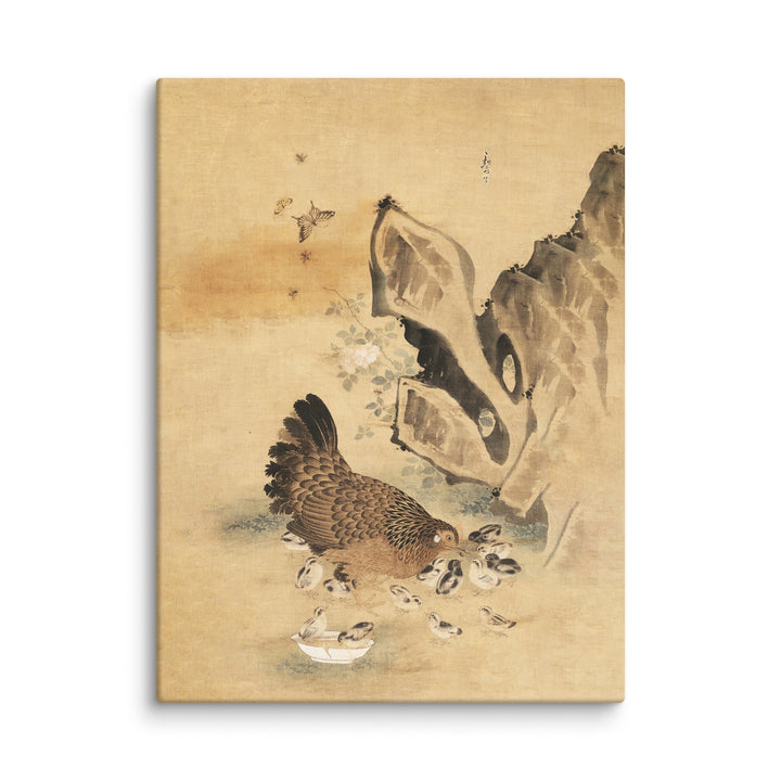 Leinwand - Henne und Küken, Byeon Sang-byeok Byeon Sang-byeok ohne Rahmen / 31x41 cm (12″×16″) artlia
