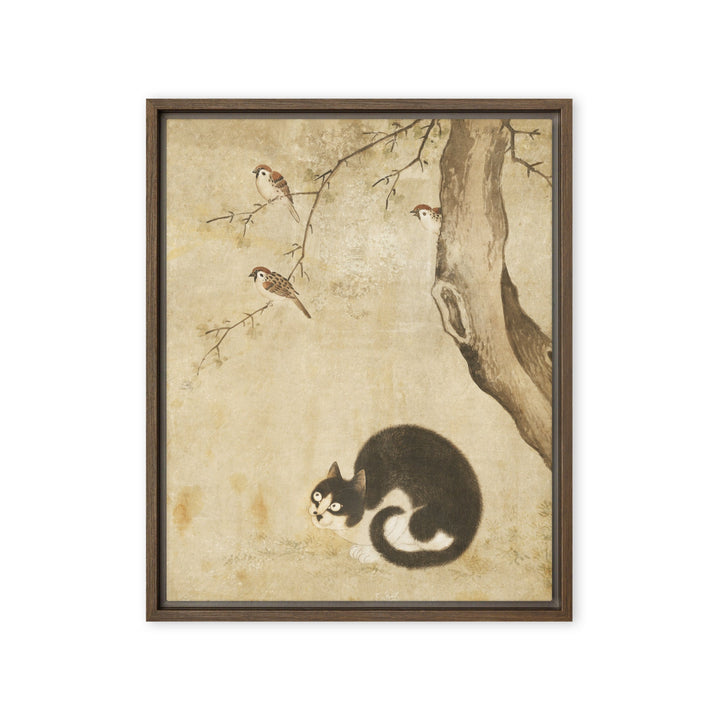 Leinwand - Katze und Spatzen, Byeon Sang-byeok Byeon Sang-byeok Braun / 41x51 cm (16″×20″) artlia