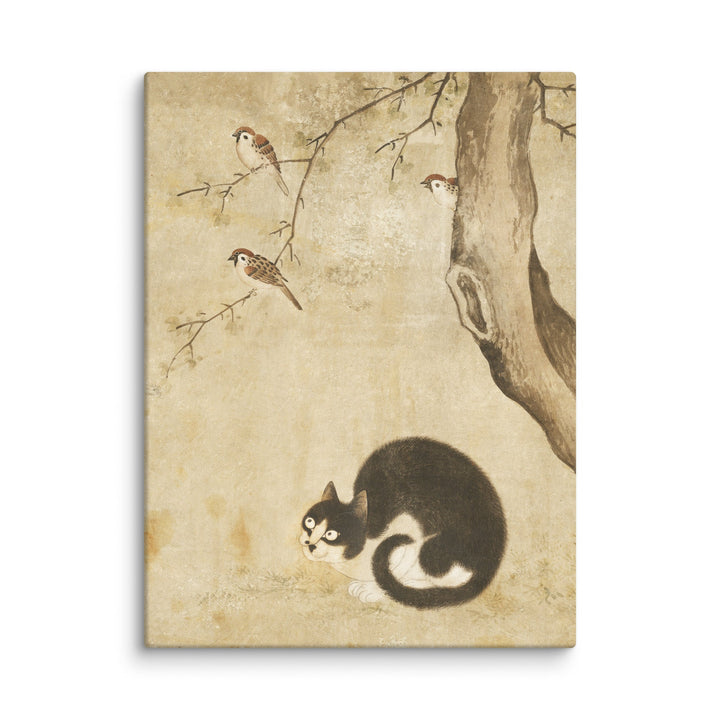 Leinwand - Katze und Spatzen, Byeon Sang-byeok Byeon Sang-byeok ohne Rahmen / 31x41 cm (12″×16″) artlia