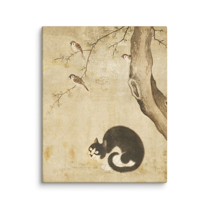 Leinwand - Katze und Spatzen, Byeon Sang-byeok Byeon Sang-byeok ohne Rahmen / 41x51 cm (16″×20″) artlia