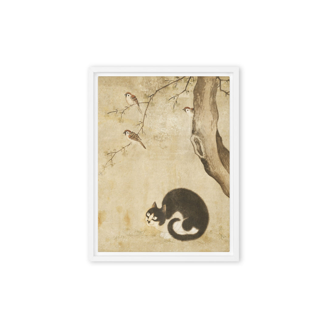 Leinwand - Katze und Spatzen, Byeon Sang-byeok Byeon Sang-byeok Weiß / 31x41 cm (12″×16″) artlia