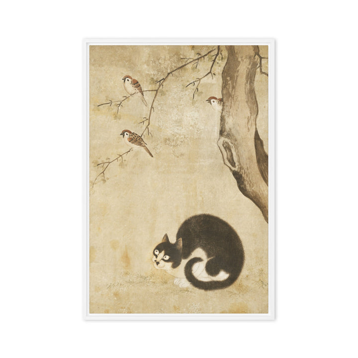 Leinwand - Katze und Spatzen, Byeon Sang-byeok Byeon Sang-byeok Weiß / 51x76 cm (20″×30″) artlia