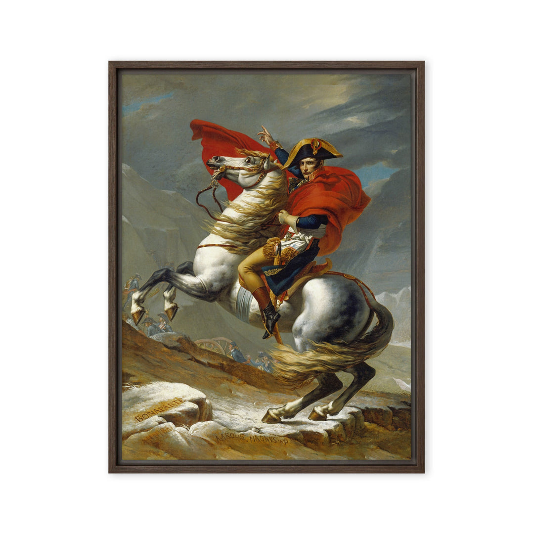 Leinwand - Napoleon Crossing the Alps Jacques-Louis David Braun / 46x61 cm (18″×24″) artlia