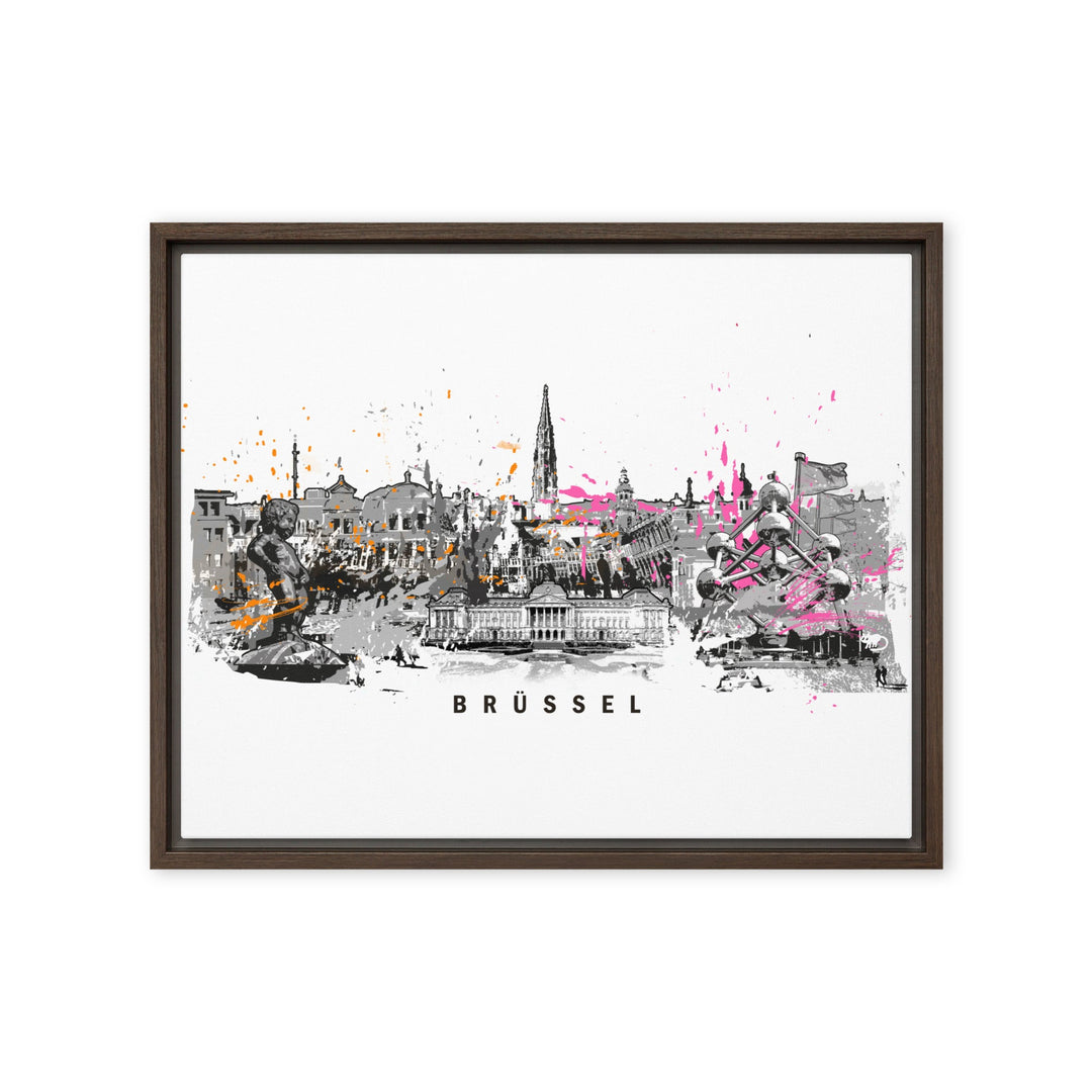 Leinwand - Skyline Brüssel Marko Kurth Braun / 41x51 cm (16″×20″) artlia