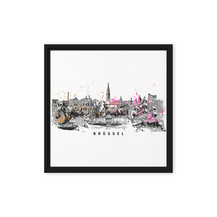 Leinwand - Skyline Brüssel Marko Kurth Schwarz / 41x41 cm (16″×16″) artlia