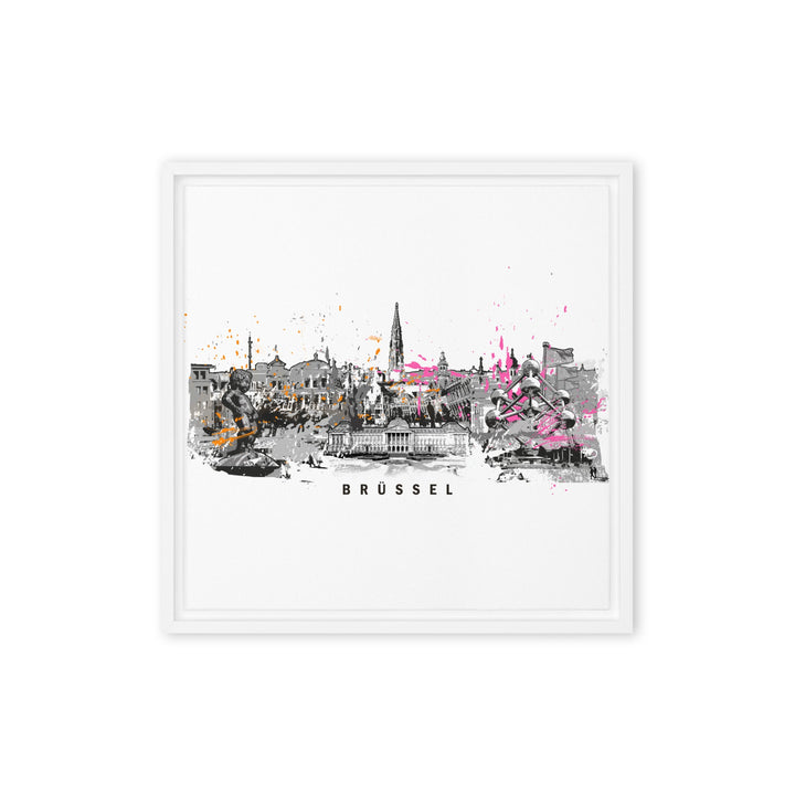 Leinwand - Skyline Brüssel Marko Kurth Weiß / 41x41 cm (16″×16″) artlia