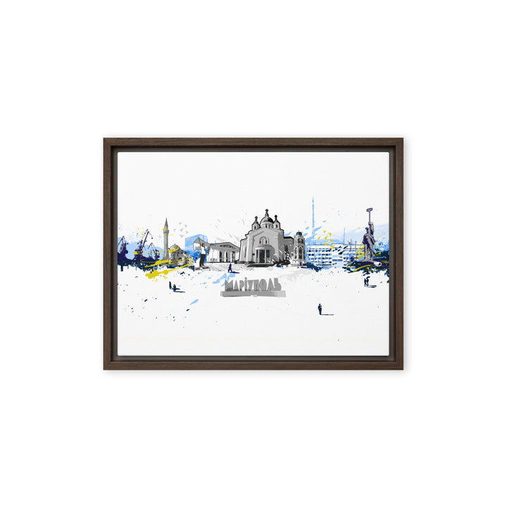 Leinwand - Skyline Mariupol Marko Kurth Braun / 31x41 cm (12″×16″) artlia