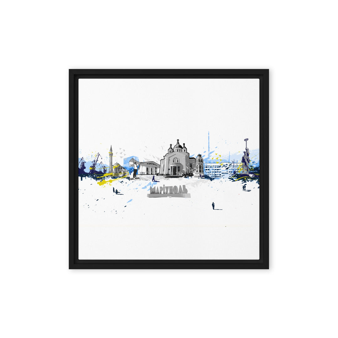 Leinwand - Skyline Mariupol Marko Kurth Schwarz / 41x41 cm (16″×16″) artlia