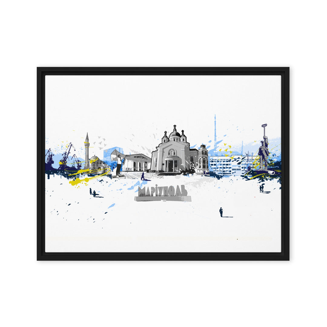 Leinwand - Skyline Mariupol Marko Kurth Schwarz / 46x61 cm (18″×24″) artlia