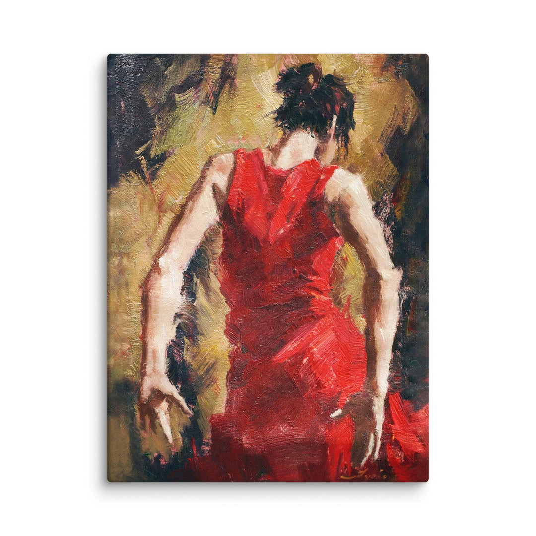 Leinwand - Tango Woman in Red Dress Kuratoren von artlia ohne Rahmen / 31x41 cm (12″×16″) artlia