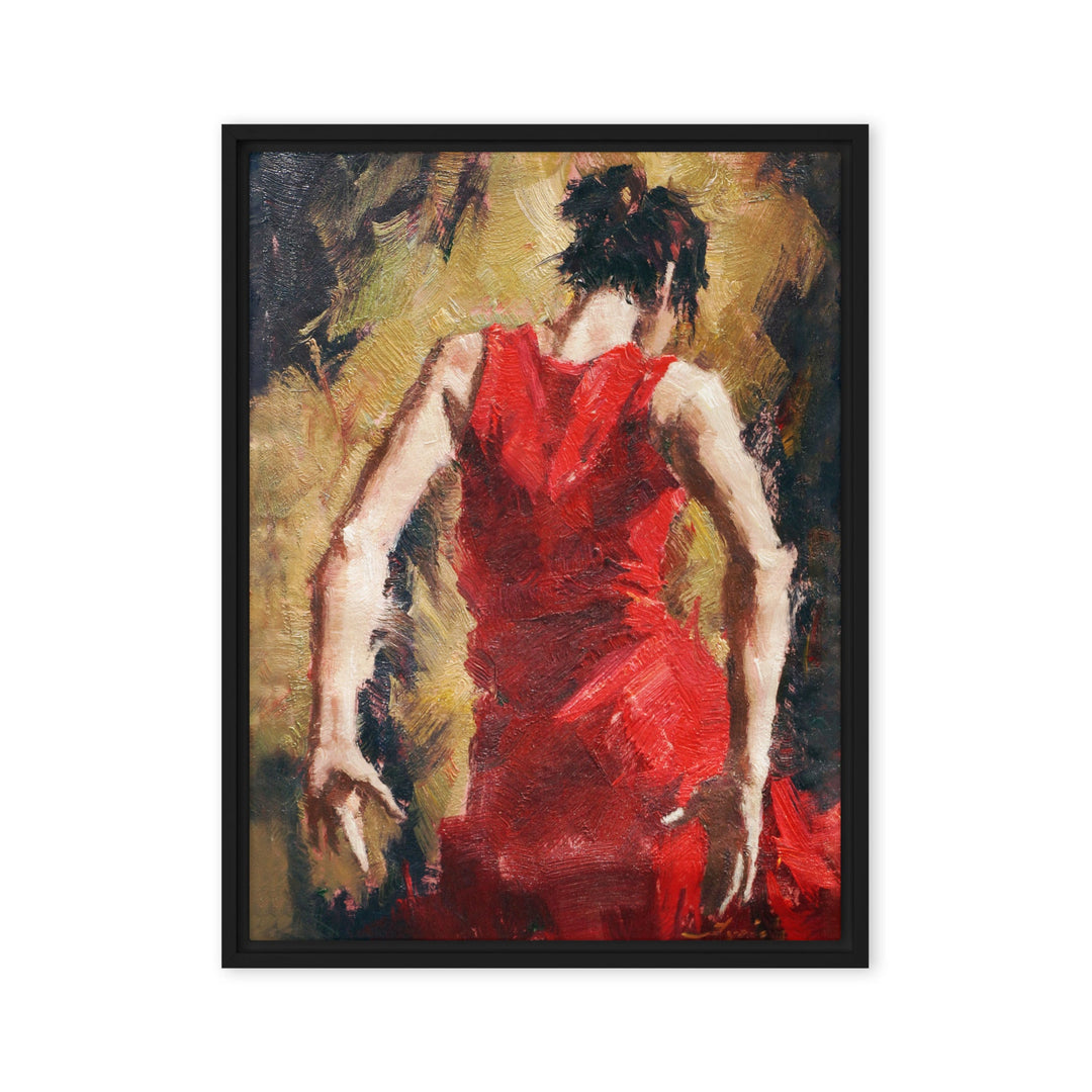 Leinwand - Tango Woman in Red Dress Kuratoren von artlia Schwarz / 46x61 cm (18″×24″) artlia