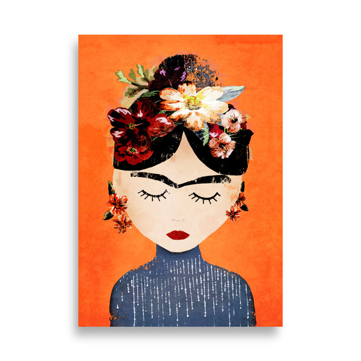 Poster - Frida Kahlo Orange Kuratoren von artlia ohne Rahmen / 21×30 cm artlia