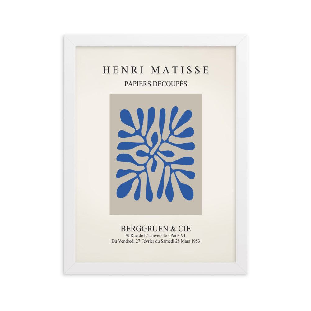 Poster - Henri Matisse, Papier Découpés blaue Blätter Henri Matisse Weiß / 30×40 cm artlia