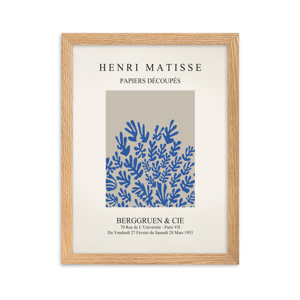 Poster - Henri Matisse, Papier Découpés blaue Blumen Henri Matisse Oak / 30×40 cm artlia