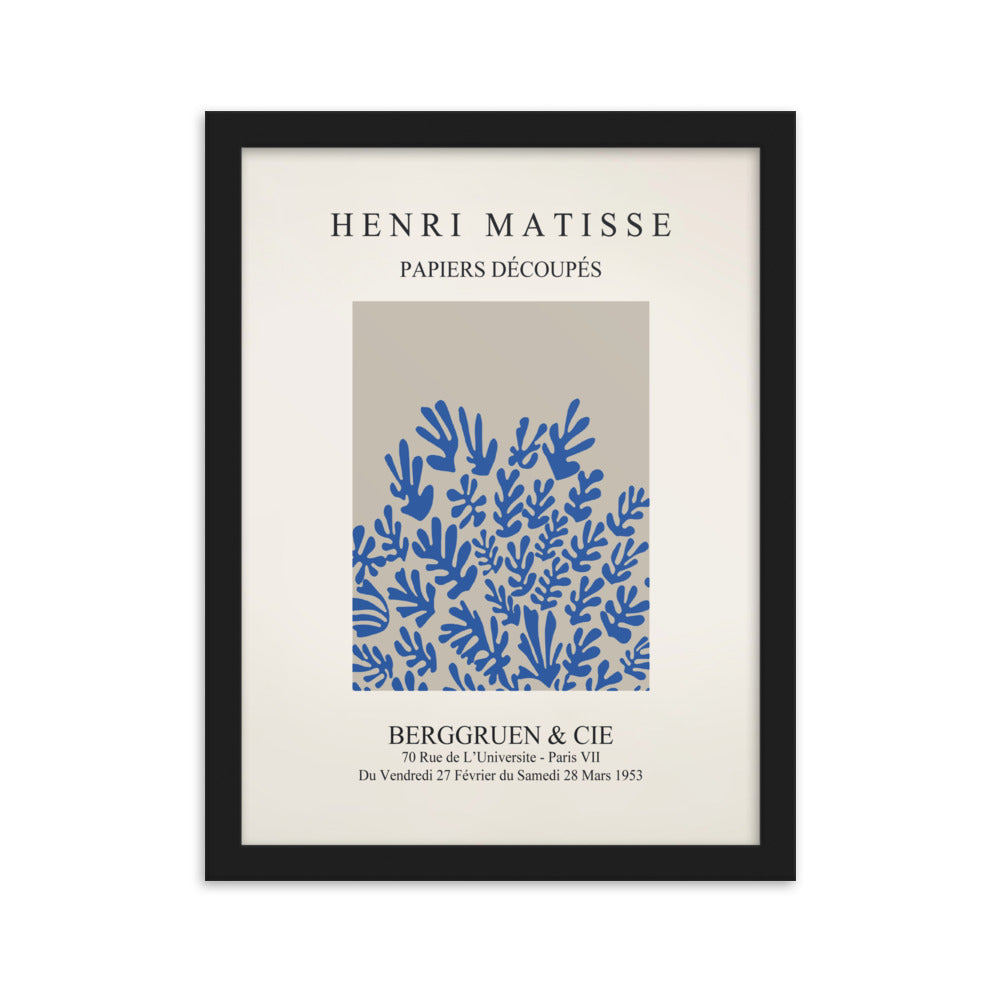 Poster - Henri Matisse, Papier Découpés blaue Blumen Henri Matisse Schwarz / 30×40 cm artlia