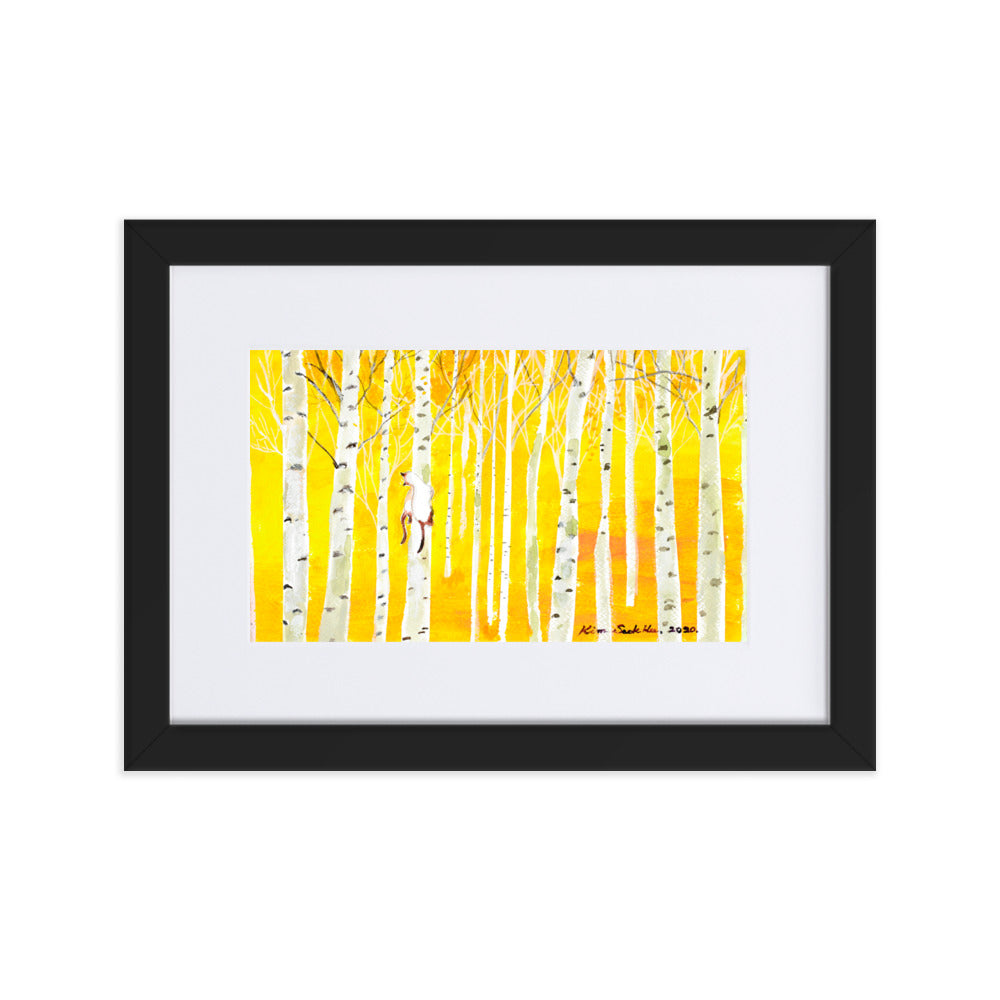 Poster mit Passepartout - Birkenwald Birch Forest Seokhee Kim Schwarz / 21×30 cm artlia