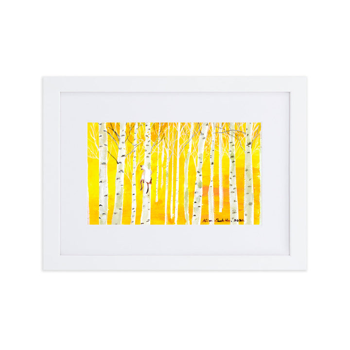 Poster mit Passepartout - Birkenwald Birch Forest Seokhee Kim Weiß / 21×30 cm artlia