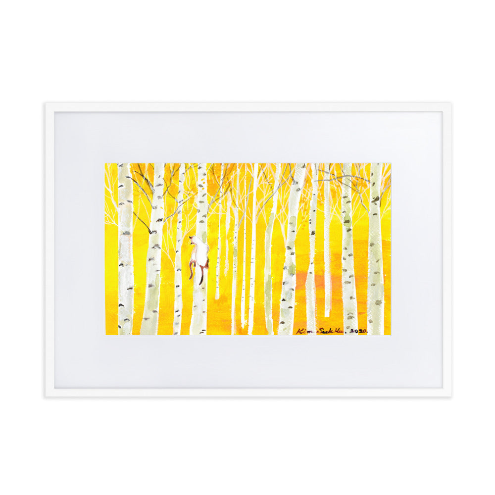 Poster mit Passepartout - Birkenwald Birch Forest Seokhee Kim Weiß / 50×70 cm artlia