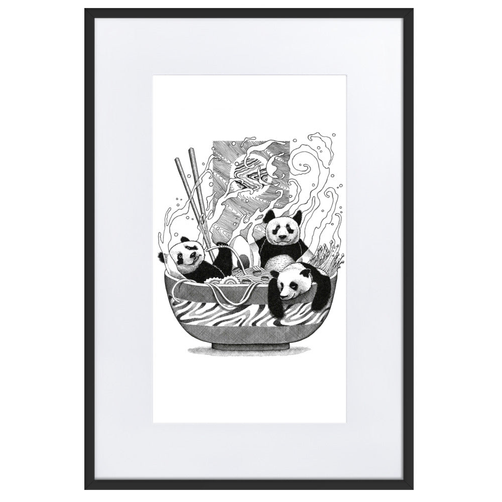 Poster mit Passepartout - Panda Ramen Pavel Illustrations Schwarz / 61×91 cm artlia