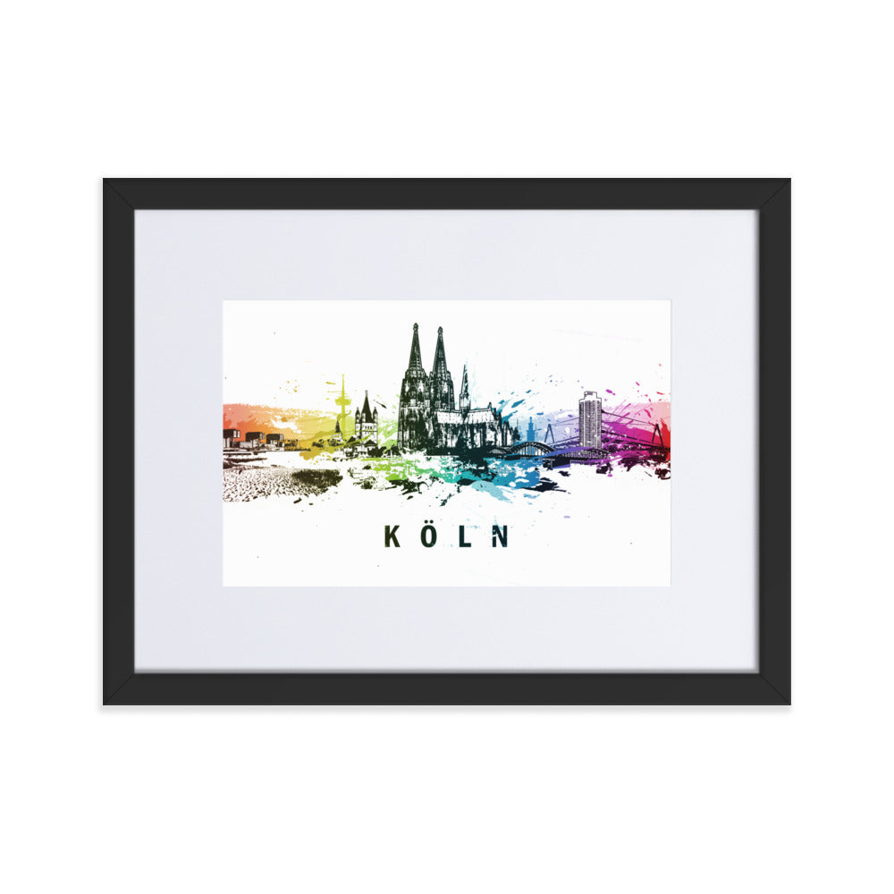 Poster mit Passepartout - Skyline Köln Marko Kurth Schwarz / 30×40 cm artlia