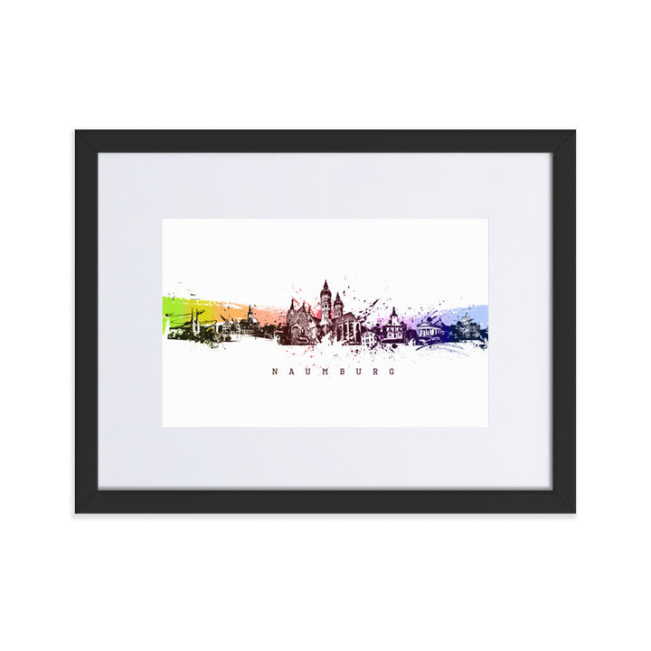 Poster mit Passepartout - Skyline Naumburg Marko Kurth Schwarz / 30×40 cm artlia