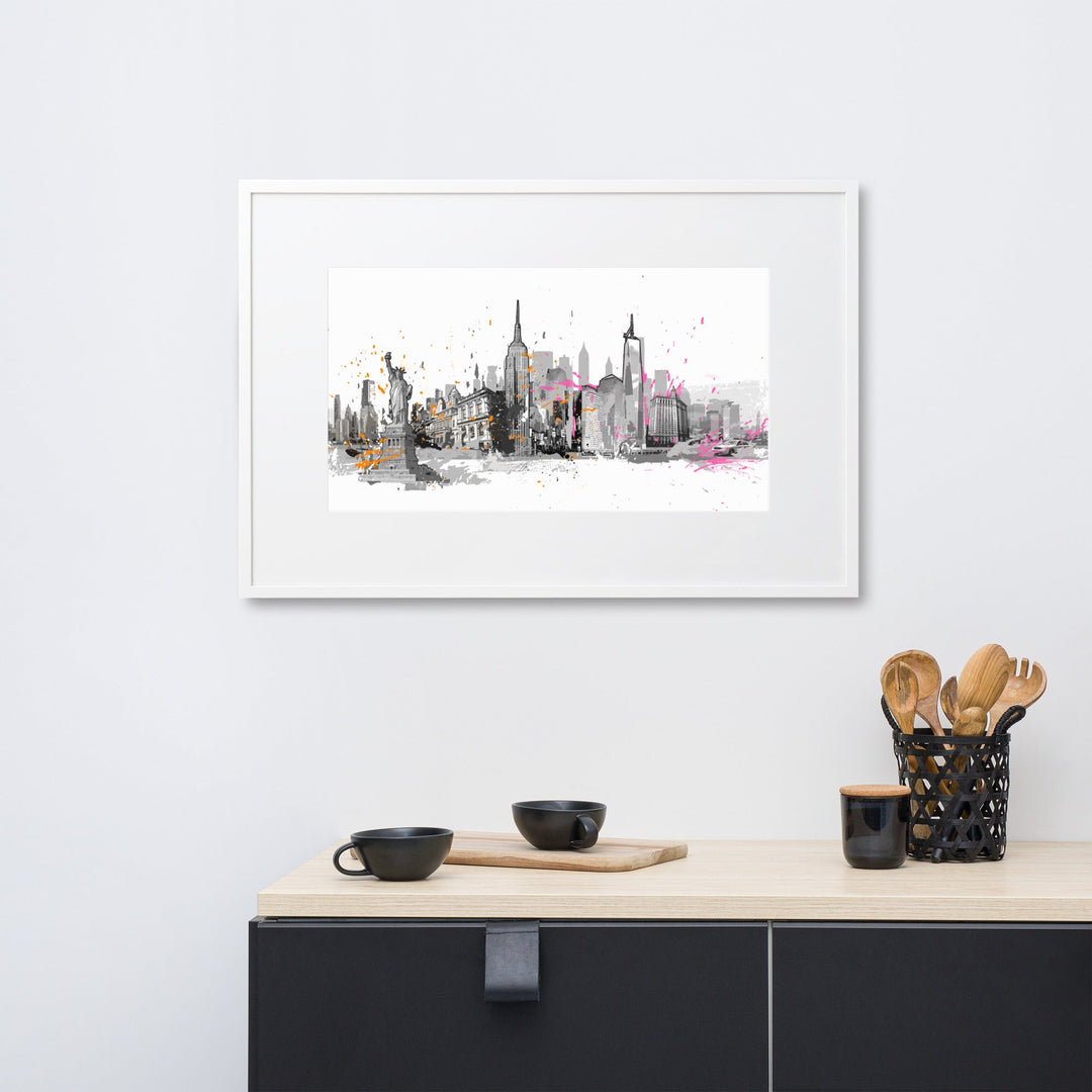 Poster mit Passepartout - Skyline New York Marko Kurth artlia