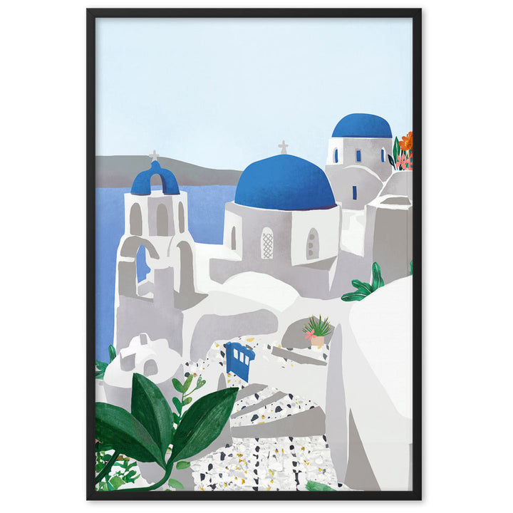 Poster mit Rahmen - Santorini Kuratoren von artlia Schwarz / 61×91 cm artlia