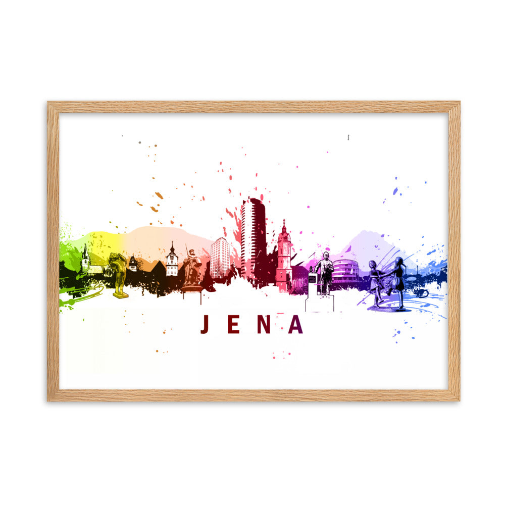 Poster mit Rahmen - Skyline Jena Marko Kurth Oak / 50×70 cm artlia